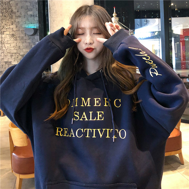 流行り 韓国ファッション 厚手 おしゃれ フード付き 長袖 プリント パーカー トップス 75shops