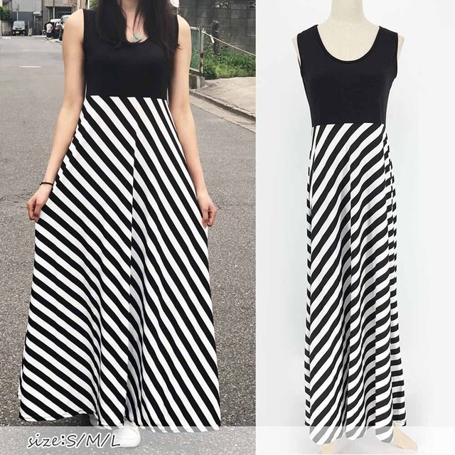 タンクトップ ワンピース ロングワンピース ボーダー マキシワンピ リゾート メール便可 ファッションan 流行りでも安さでもなく今の私に似合う服