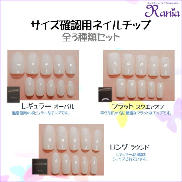 サイズ確認用ネイルチップ 全３種類セット Rania ﾗﾆｱ