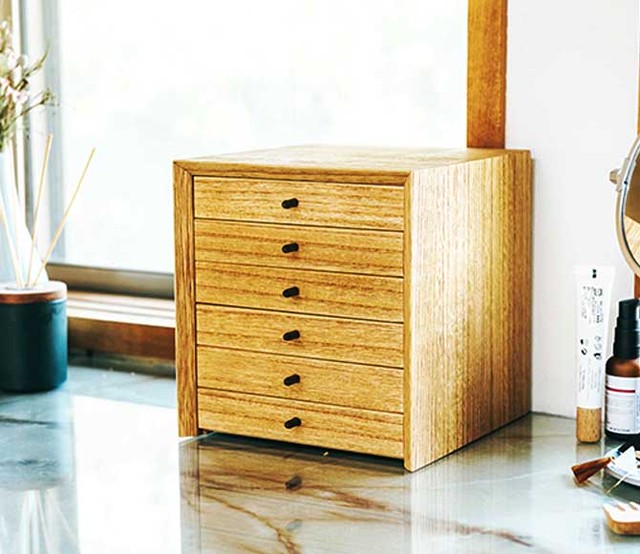 受注生産 桐の６段小引出し 木製ジュエリーボックス アクセサリーケース 伝統工芸 モダンライフ 桐 自然素材のみを使った 人や環境にやさしい生活雑貨のお店 やさしい生活工房