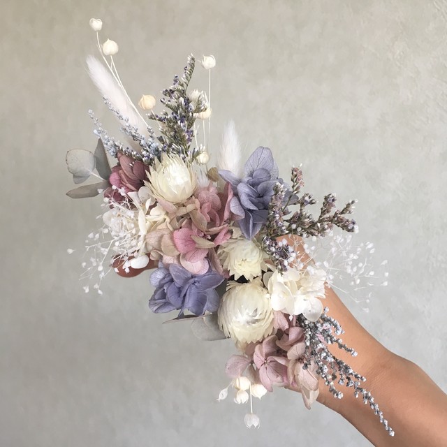 専用ページ No 4 Dried Flower Head Pieces ドライフラワー プリザーブドフラワー 髪飾り 成人式 結婚式 前撮り 卒業式 くすみカラー アンティーク ピンク I N B L O O M