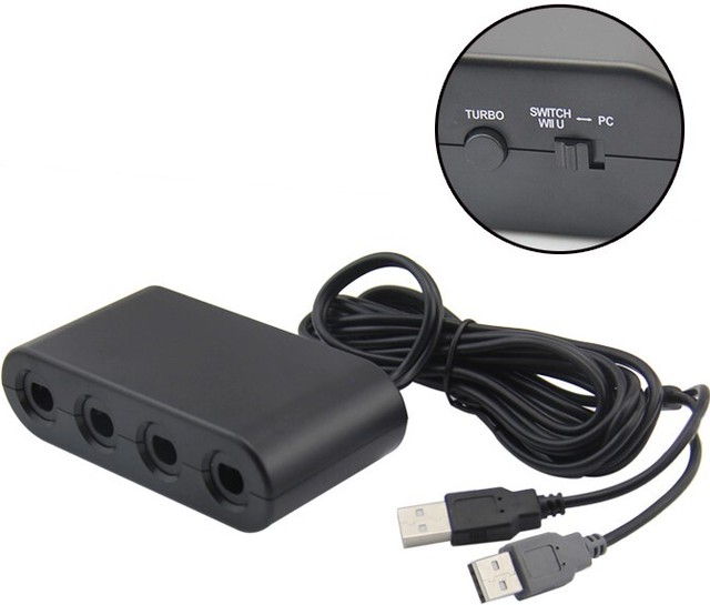 Switch ゲームキューブコントローラー接続タップ 連射 Wiiu Pc用使用可 1 8人同時プレイ スタート