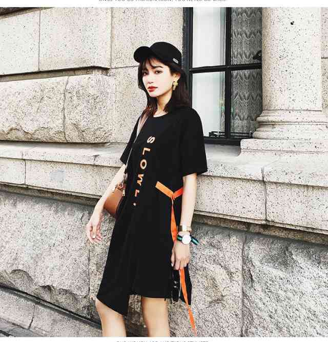 ワンピース レディース 膝丈 ワンピース カジュアル 半袖 大きいサイズ 春 夏 ワンピ 小さい サイズ クルーネック シンプル リゾート ビーチ アシンメトリー Tシャツ トップス オリジナリティ ルーズ 10代 代 30代 スポーティ ボーイッシュ ガール ティーンズ