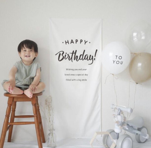 即納 Happy Birthday バースデー 誕生日 タペストリー 記念撮影 海外インテリア Onemne