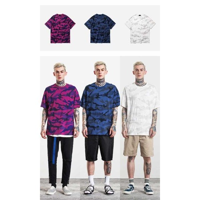 迷彩 Tシャツ トップス メンズ シャツ カモフラ柄 夏 半袖 ビビットカラー 迷彩 大きいサイズ 父の日 おしゃれ プレゼント カジュアル ストリート Hummingf
