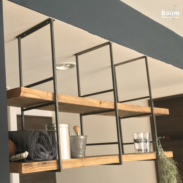Hanging Shelf 吊り棚 吊戸棚 アイアン家具 Baum 関西大阪 南大阪 オーダーアイアン家具の通販 ブルックリンスタイル インダストリアル Hanging Shelf 吊り棚 吊戸棚 アイアン家具 Baum 関西大阪 南大阪 オーダーアイアン家具の通販 ブルックリンスタイル インダストリアル