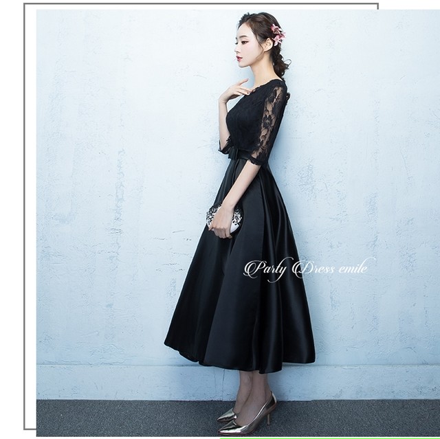 即日配送 送料無料 ロングドレス パーティードレス ドレス ワンピース ミモレ丈 ドレス レース 袖有り お呼ばれドレス 結婚式 二次会 披露宴 謝恩会 パーティ パーティー ブライダル レディース 代 30代 40代 大きいサイズ お呼ばれ Emd0095 パーティードレス通販emile