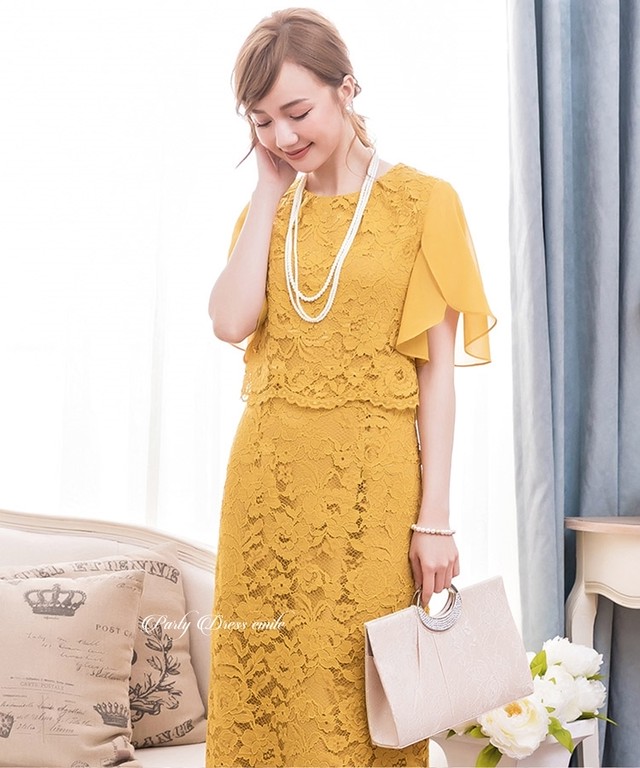 即日配送 送料無料 パーティードレス ドレス ワンピース ミディアムドレス レース シフォン 袖有り 膝丈 ミモレ丈 ハーフ丈 お呼ばれドレス 結婚式 二次会 披露宴 謝恩会 パーティ パーティー ブライダル レディース 代 30代 40代 大きいサイズ お呼ばれ Emd0026 77b5h