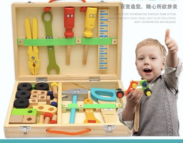 木のおもちゃ 工具箱 手作業 手先訓練 ベビー キッズ おもちゃ 箱セット 男女兼用 Bunny Collection こだわりの大人ファッション ベビー服 おもちゃ インテリア