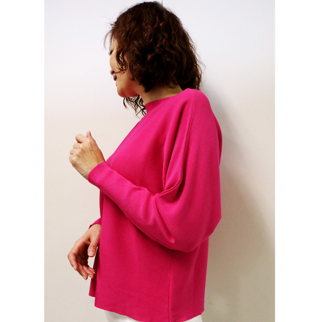 カラフルな色で遊ぼう ニットカットソーピンク 50代 60代 70代 ファッション シニアファッション ミセスファッション ラナリオンオンラインショップ