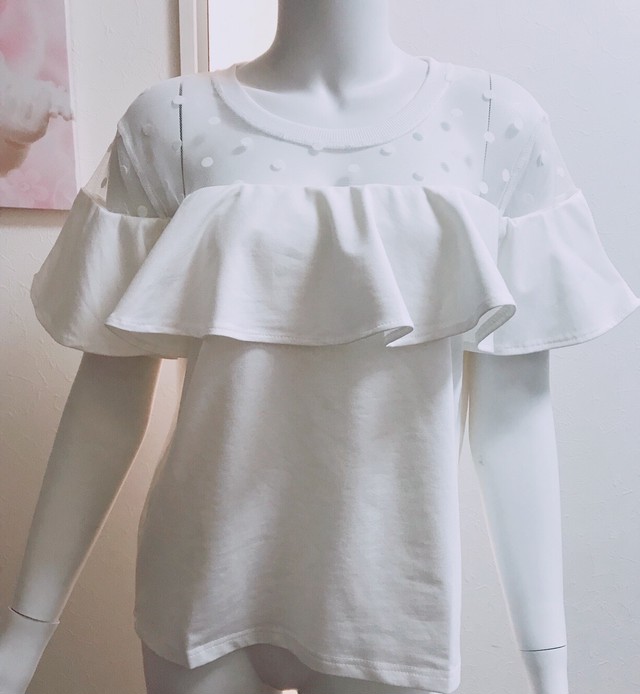 White シースルードットトップス Jewel72