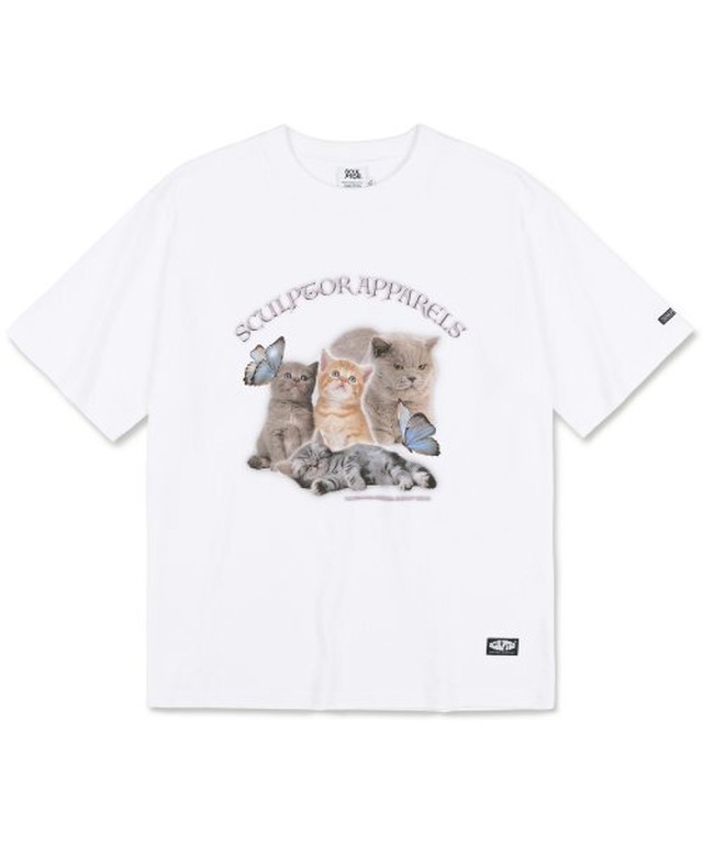 Sculptor Kitten Boxy Tee Tシャツ 2色 猫プリント 韓国ブランド めいるめいるスマイル