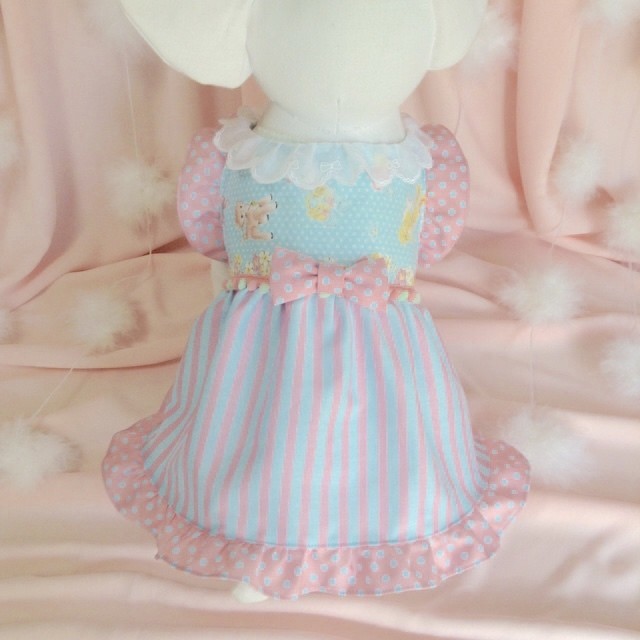 メルヘンちっくな エプロンワンピース パステルブルー Hali A Aloha