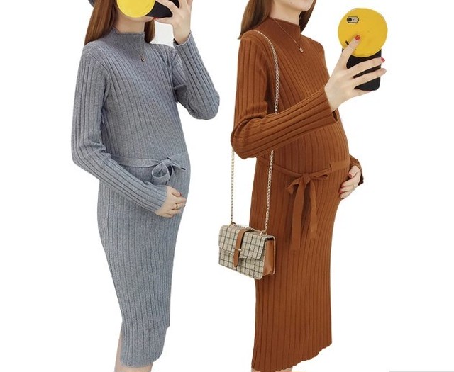 マタニティ ニットワンピース ロングスリーブ 秋冬 妊婦服 California Express マタニティ ニットワンピース ロングスリーブ 秋冬 妊婦服 California Express