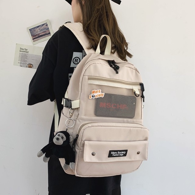 新品 メッシュおおきめバックパック 原宿系 リュック セカンド ボストン ショルダー バニティ クラッチ トート 春 夏 秋 冬 お出かけ 買い物 通勤 通学 2way 3way バックパック メッセンジャー ボディバッグ A Kurie