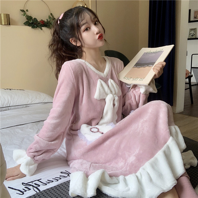パジャマ レディース ルームウェア 部屋着 ナイトウェア トップス パンツ ゆったり 春秋 春 秋 韓国ファッション オルチャン 上下セット セット 切り替え 配色 ワンピース スエード 長袖 可愛い かわいい カワイイ フェミニン ガーリー おしゃれ Roomwalaa ルームワラア