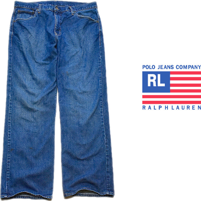 1点物 ラルフローレンpoloポロジーンズ中古デニムパンツusa古着メンズ36レディースok90sストリート スポーツmixワイドストレートxl 古着屋カチカチ
