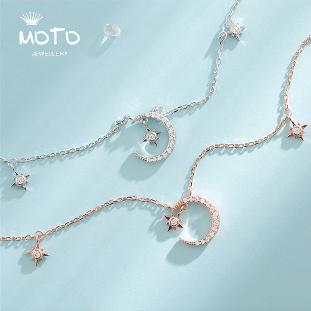 星月ネックレス ペンダント S925シルバー 鎖骨ネックレス 星月 チェーン ニッケルフリー ファッションきれい S925純銀製シンプル ジュエリー パーティー レディース スワロフスキー ジルコン アレルギー対応 925純銀製 プレゼント彼女 誕生日シンプル 記念日 スタームーン