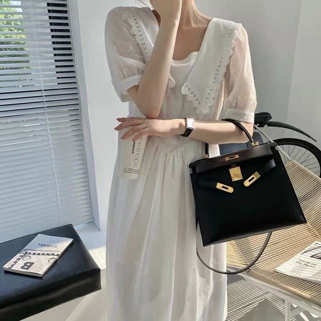 over neck frill dress