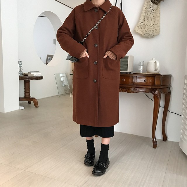ロングコート ブラック ブラウン ジャケット アウター ミモレ丈 シンプル ナチュラル Na Na Iro