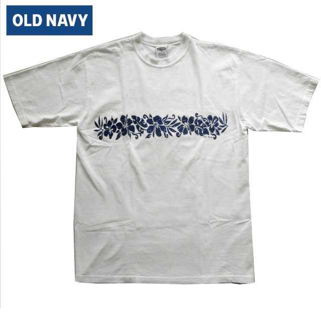 Old Navy Tシャツ 半袖 オールドネイビー ハイビスカス柄カスレビンテージプリント アウトレット品 ホワイト メンズ Sサイズ Unitedstyle 1