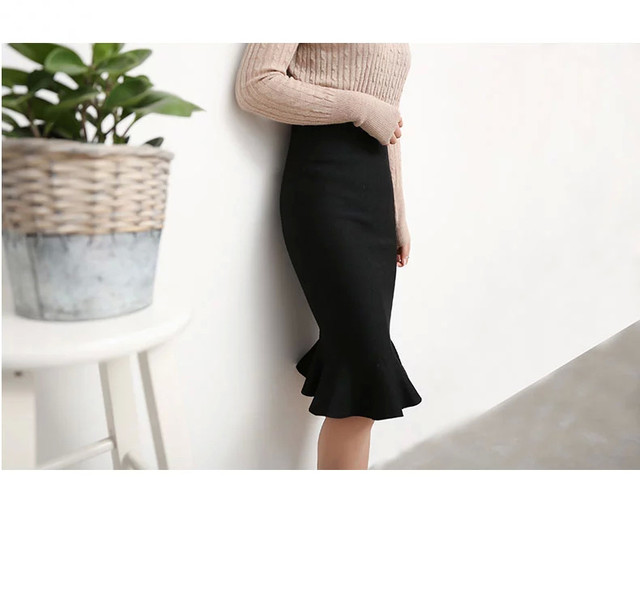 フリル タイトスカート ミモレ丈 レディーススカート ハイウエスト 秋冬 新作 レディース 韓国ファッション 直輸入通販 セクシーワンピース クールカジュアル 全品送料無料 Ukky Franky