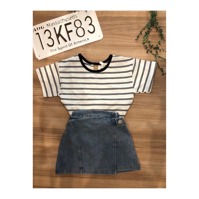 ボーダーｔシャツ デニムスカートセット Lyceeshop