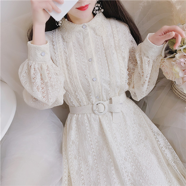 レースワンピース レース ひざ丈 長袖 大人可愛い Ol パーティー ワンピース トレンド デート お嬢様 清楚 オフィス モテ 上品 可愛い ガーリー フェミニン w1079 03 04 06 Bshop