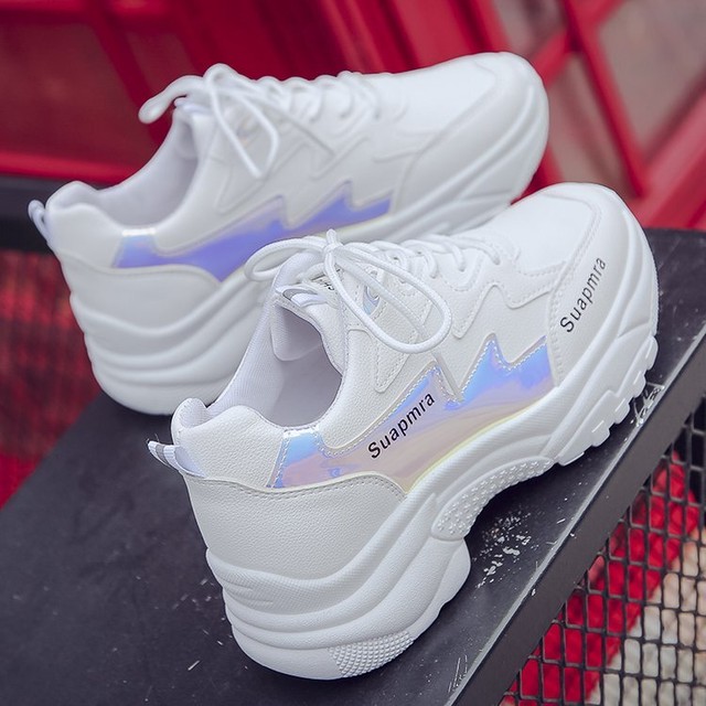 大人カジュアル 厚底スニーカー レディース シンプル カラフル おしゃれ きれいめ スニーカー 靴 ホワイト 白 スポーティー デイリー 通勤 通学 Ptnym3373 Shop Suba