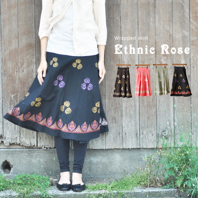 巻きスカート エスニックローズ 旅するアジアの雑貨店