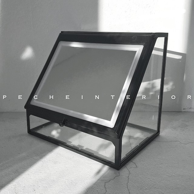 予約 モノトーンコスメボックス 高級感 コスメ 収納 ディスプレイ 見せる収納 ゴールド ドレッサー 大容量 ガラス製 メイクボックス Peche