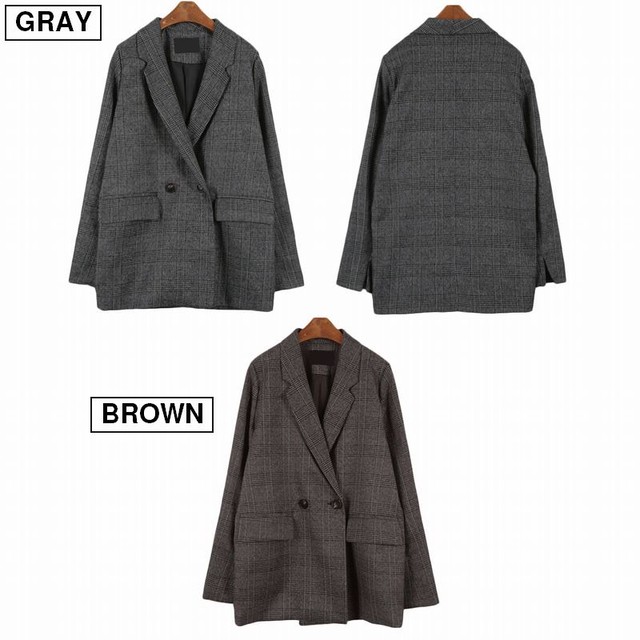 グレンチェック テーラードジャケット ショートコート 韓国ファッション レディース ジャケット ダブルブレスト アウター ゆったり 大人可愛い ガーリー Dtc レディースファッション通販 Mask エムエーエスケー 大人可愛い韓国ファッション