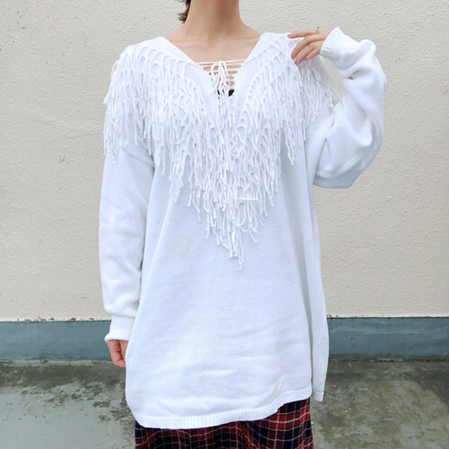 Used フリンジ コットンニットチュニック ワンピース Dondondown Koenji Ladies