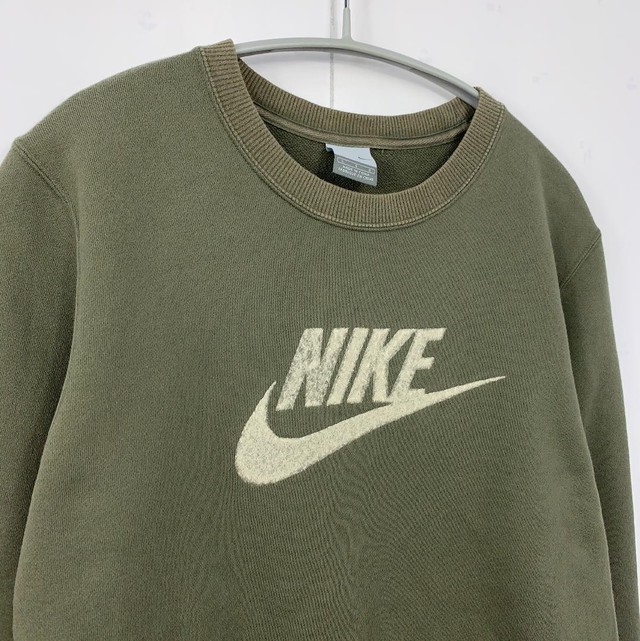 90s Nike ナイキ スウェット カーキ ビッグスウォッシュ トレーナー L Reuse Store C S