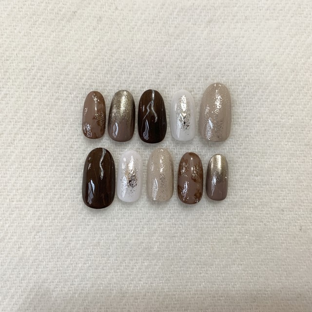 ネイルチップ ブラウンネイル ニュアンスネイル ミラーネイル Ciel ネイルチップ専門店