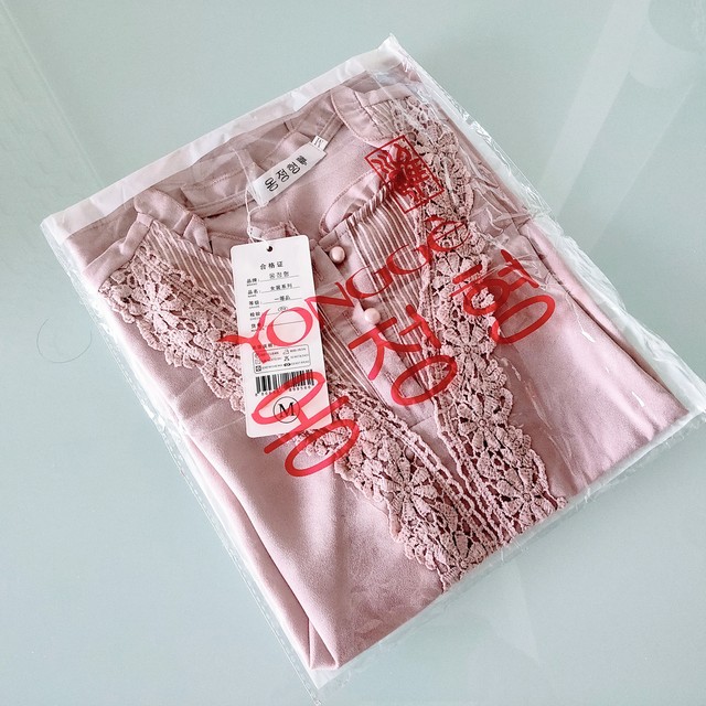 エレガントな夏のブラウス 韓国ファッション 花柄レース Mサイズ スモーキーピンク 送料無料 即日発送 Selectshop Tanokura
