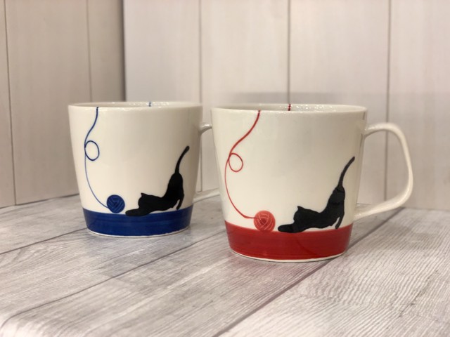 【波佐見焼】【菊祥陶器】【毛糸ネコ】【マグカップ】 猫柄 かわいい