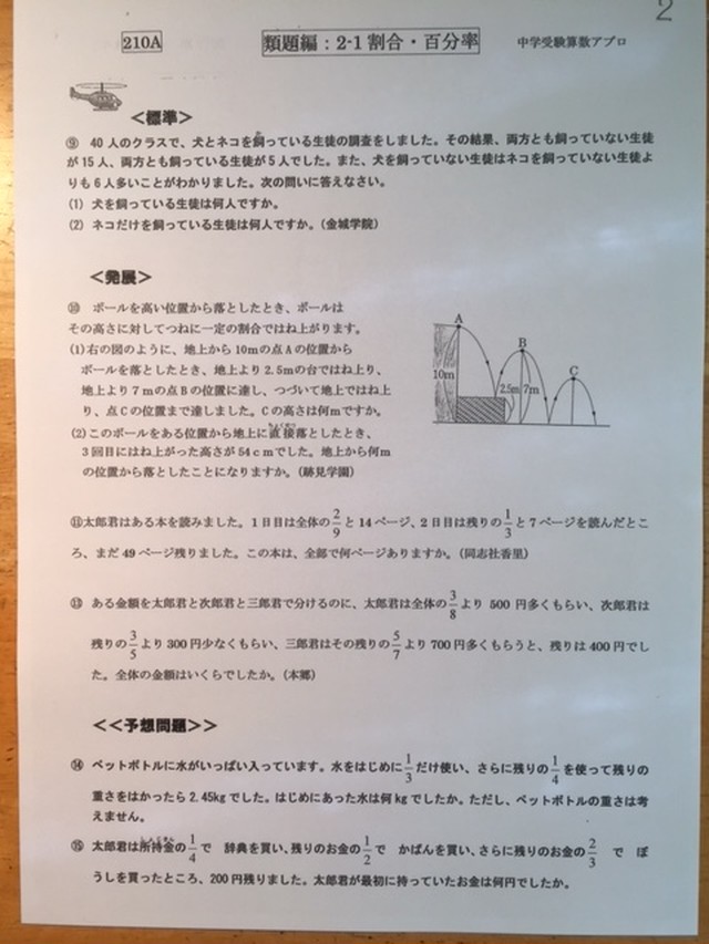 中学受験 特殊算強化セット プリント アプロ中学受験算数プリント