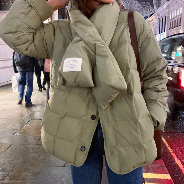 アウター ダウンジャケット 中綿 ブルゾン ノーカラー マフラー付き シンプル ナチュラル カジュアル きれいめ ボーイッシュ メンズライク 秋 冬 Pa2562 Mahha Planet