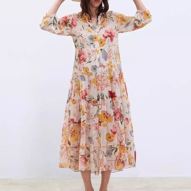 モロッコタイル柄マキシワンピ Ishtar