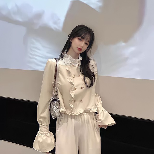 volume frill girly tops