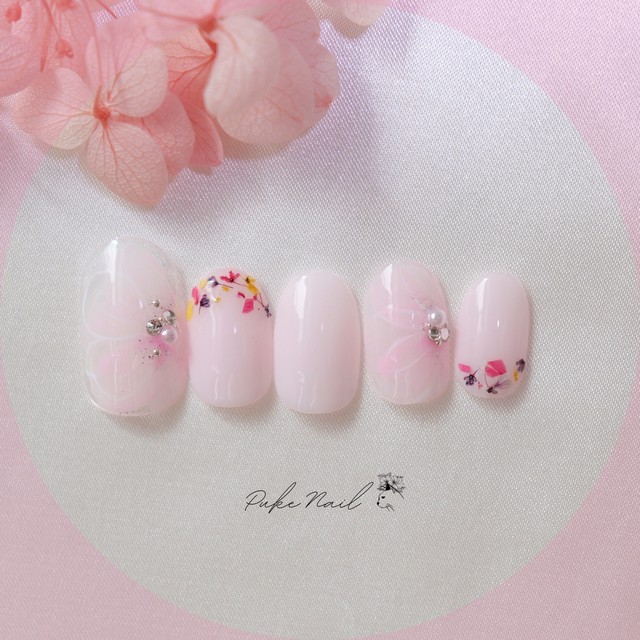 Pukeネイル No 431 押し花 フラワー結婚式 ウェディングネイルチップ ネイルチップ つけ爪 購入ならpuke Nail