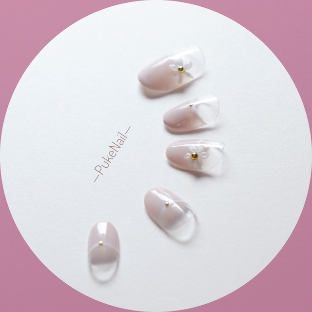 Pukeネイル No 124 シンプルデザイン ３dフラワー ジェイルネイルチップ ネイルチップ つけ爪 購入ならpuke Nail