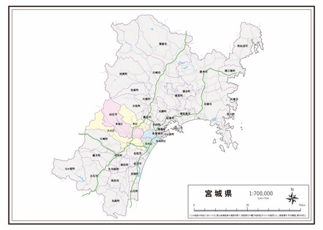 P5宮城県 高速道路 K Miyagi P5 楽地図 日本全国の白地図ショップ