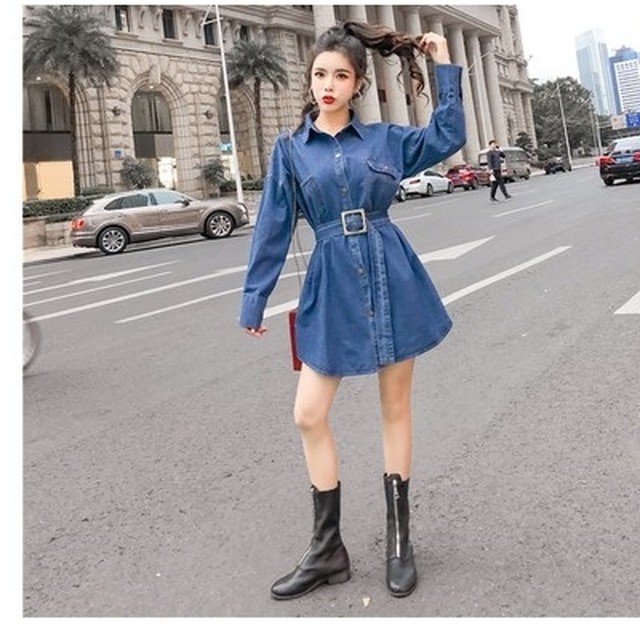 レディース ワンピース 春夏 デニムワンピース シャツワンピース ジーンズ ロング丈 ワンピース レディース デニムシャツ 春 夏 秋 ジー Basecamp49