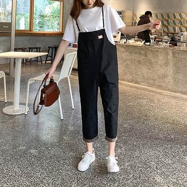 オールインワン サロペット レディース 春夏 無地 パンツ つなぎ カジュアル 着回し ロールアップ シンプル ゆったり デート おしゃれ 大人 可愛い ワンピの里