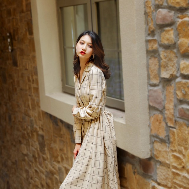 フレンチレトロワンピース ロングスカート Cyacyaland