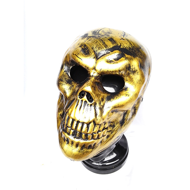 スカル ガイコツ ハロウィン コスプレ コスプレイヤー ヒップホップ ダンス マスク お面 金 110 Makast