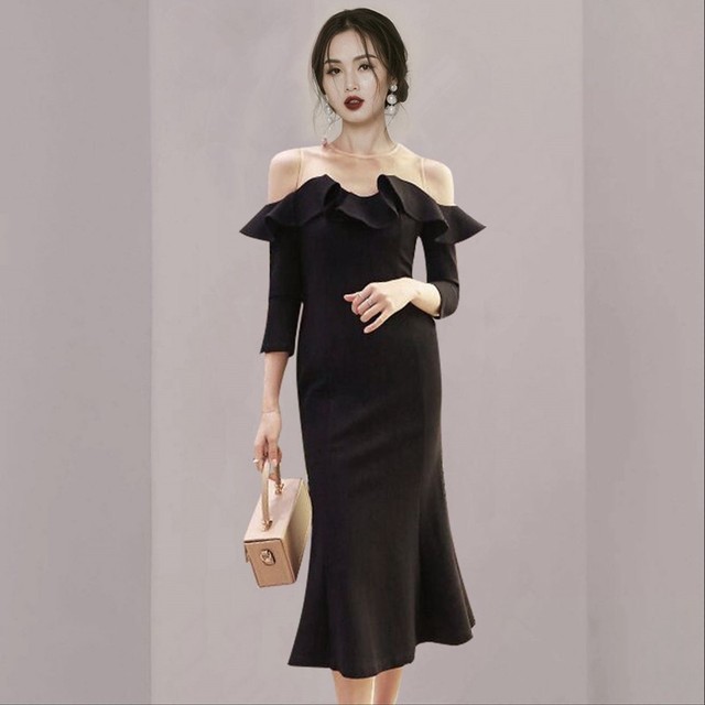 マーメードライン 韓国 パーティードレス オルチャン ドレス 結婚式 お呼ばれ ドレス フォーマル ドレス パーティー ドレス 代 30代 40代 C445 Ayaland Dress 韓国 オルチャン ドレスショップ