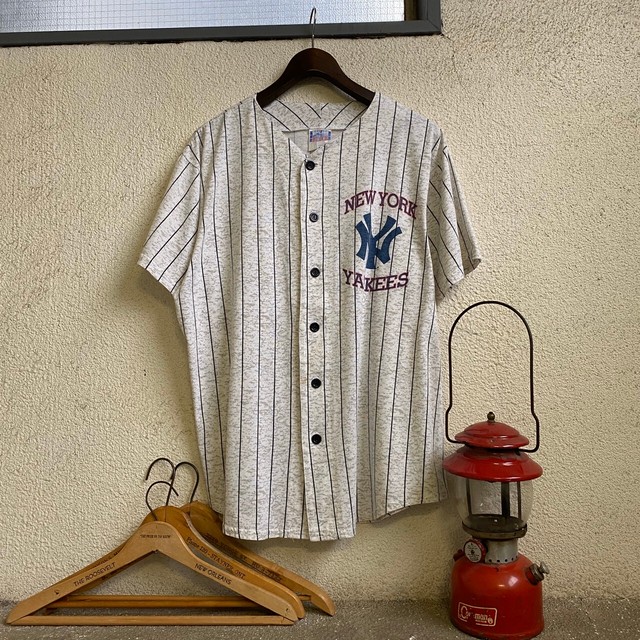 Vintage Yankees ヤンキース S S ベースボールシャツ コットン L Slat Albatross Vintage